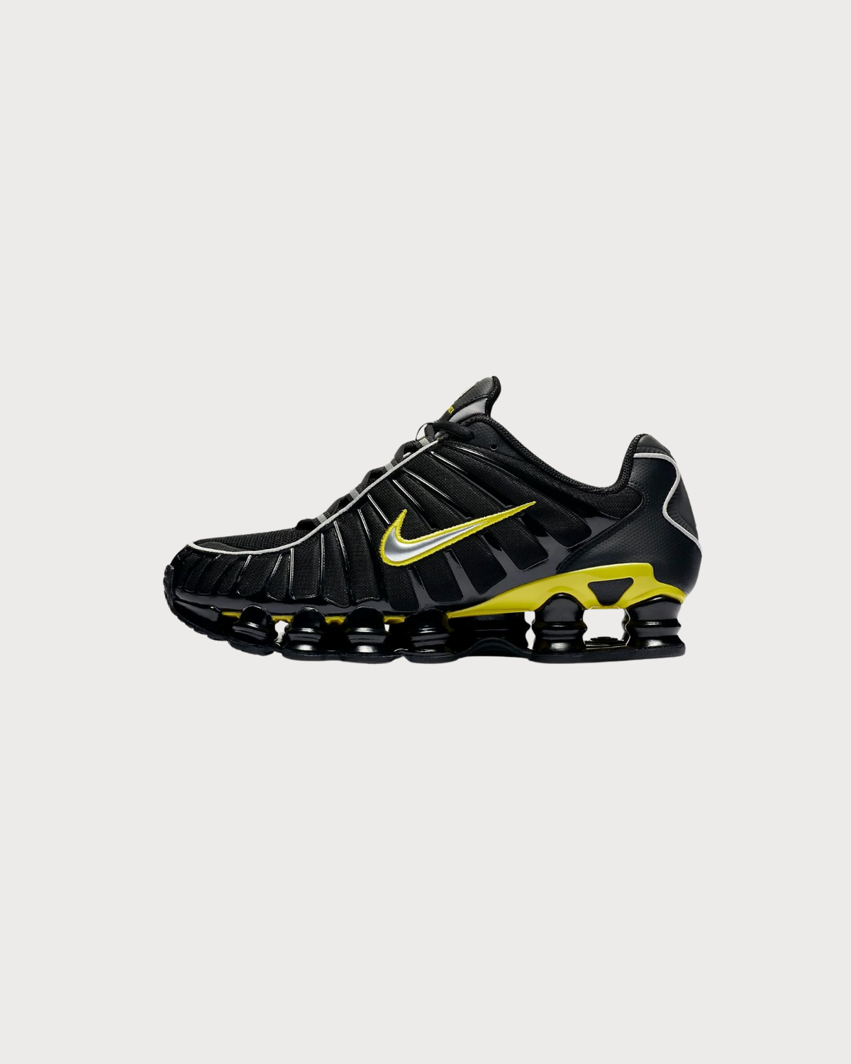 Nike Shox TL Black Dynamic Yellow Metallic Silver